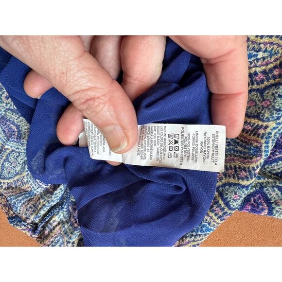 Lucky Brand Blue Sleeveless Drawstring Dress‎ Floral Paisley - Picture 5 of 8